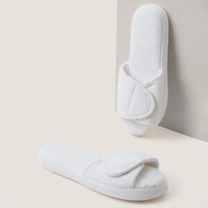 Barefoot Dreams Cozy Terry Spa Slippers M 7-8 White